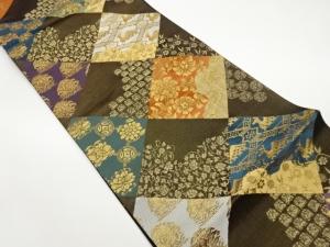 聚楽製　菱に鳥獣・花唐草模様織出し袋帯